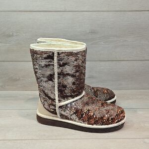 Ugg Australia Women 3353 Sequin-Embellished Sheepskin Boots Shoes Sz 8